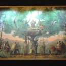 Volti dal passato, riproduzione in vetrofania di S. Antonio che predica dal noce, opera di Girolamo Pittati - secolo sedicesimo